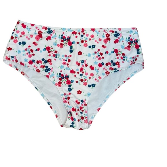 Beachsissi Swim Bikini Bottom Womens Size L White Floral Tropical Beach Vacation - Picture 1 of 7